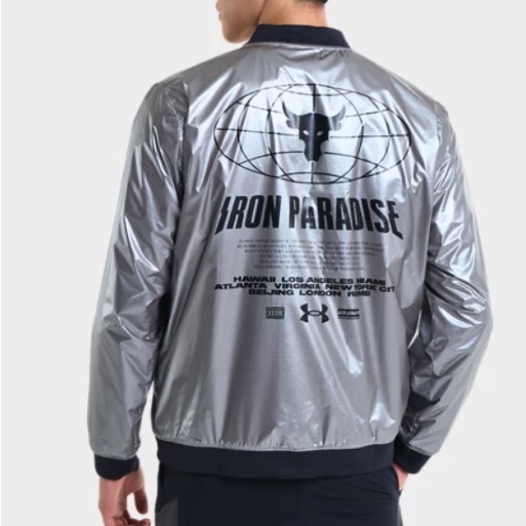 Underarmour Project Rock Disrupt Graphic Ripstop Nylon Fully Lined Bomber Jkt - Picture 2 of 16